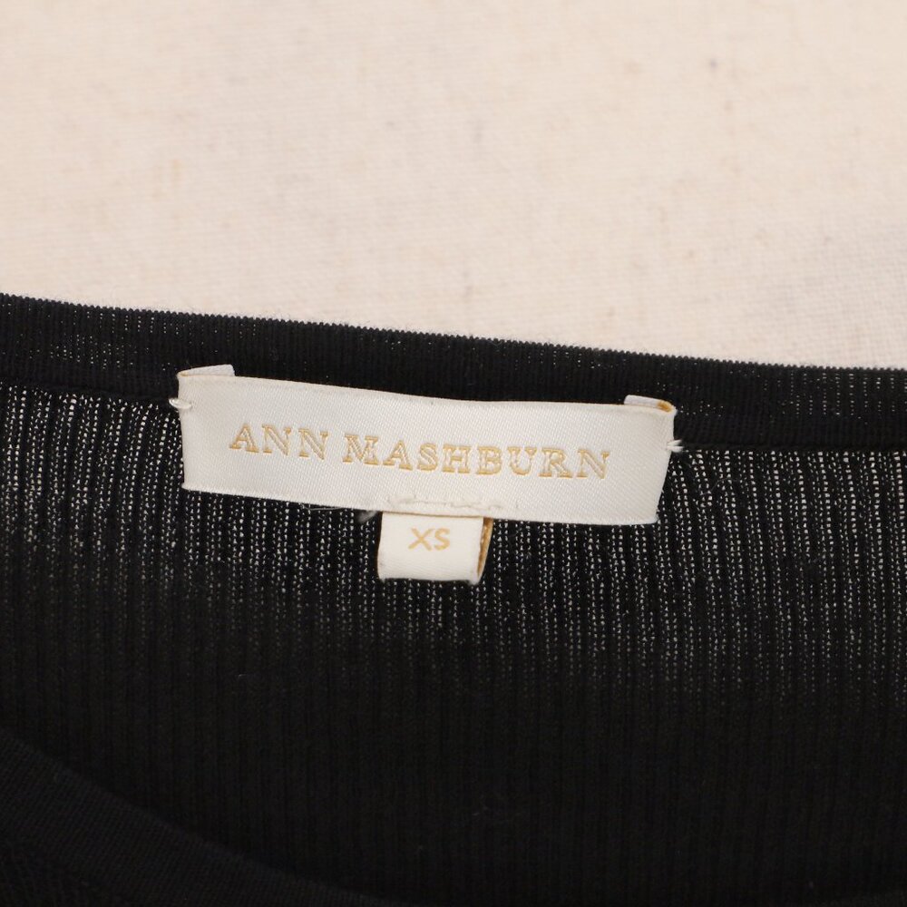 ANN MASHBURN Cotton Knit Black Long Sleeve Peplum Top Size XS - Picture 6 of 7